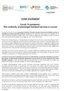 JOINT STATEMENT Covid-19 pandemic: The continuity of passenger transport services is crucial